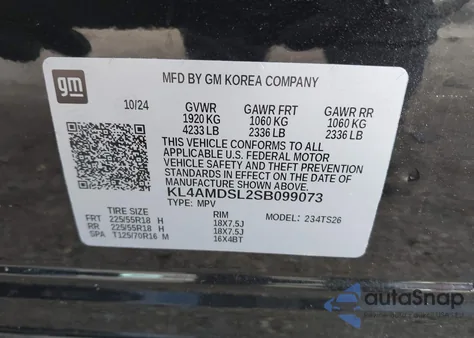 2025 Buick Encore Gx Sport Touring Fwd из США, поврежденный, VIN KL4AMDSL2SB099073